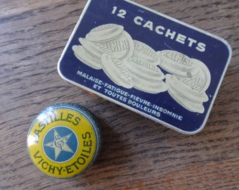 Boîtes anciennes cachets Kalmine et pastilles Vichy-étoiles - Vintage tin boxes - Boîtes métalliques de collection