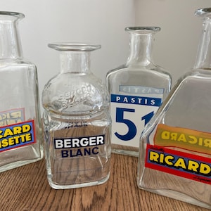 4 vintage advertising bistro carafes - French Vintage Jugs of water - Ricard carafe, Anisette Berger, Pastis 51...