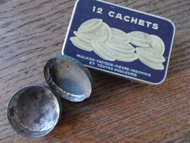 Boîtes anciennes cachets Kalmine et pastilles Vichy-étoiles Vintage tin boxes Boîtes métalliques de collection image 3