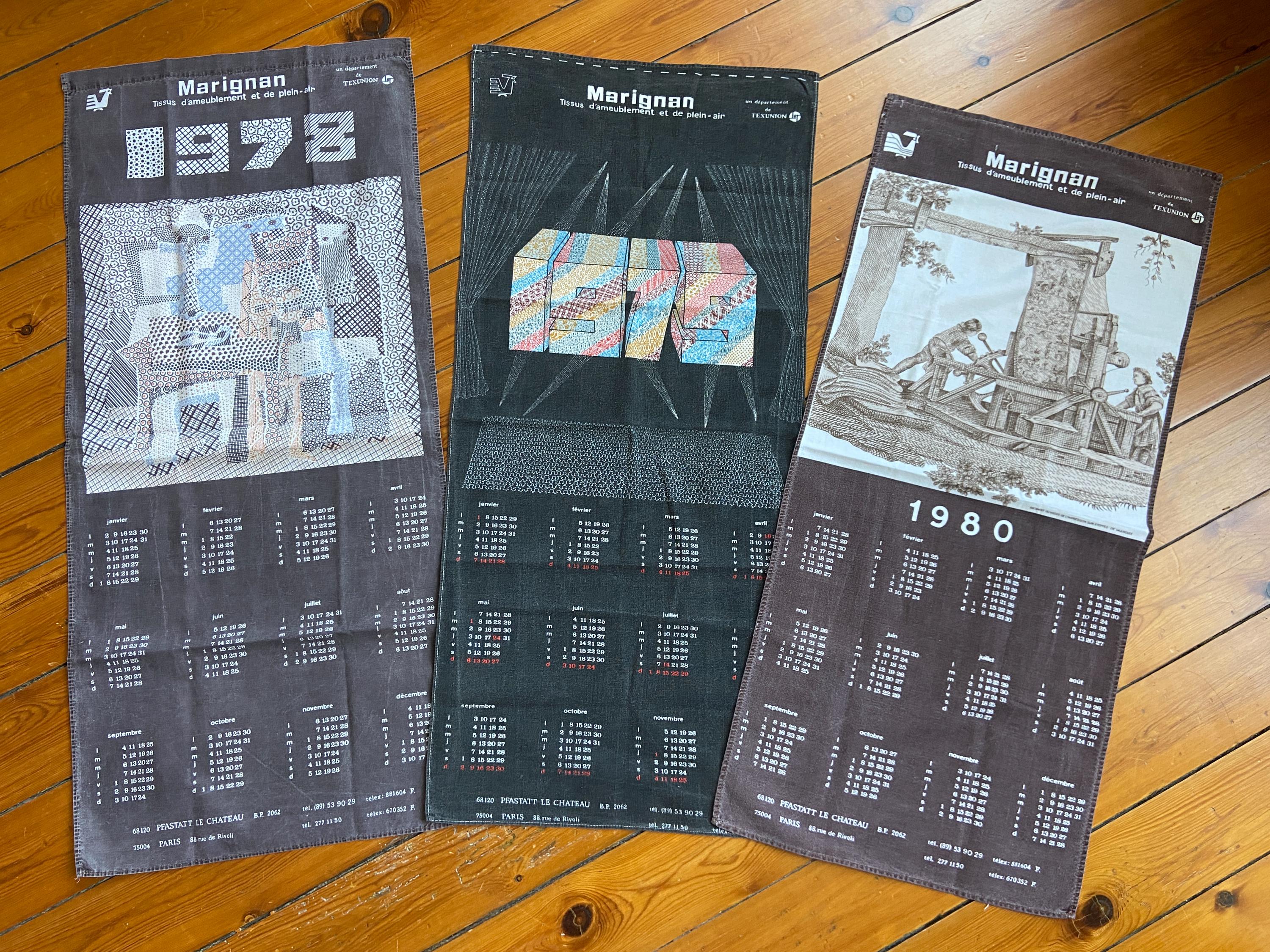 Torchon Calendrier Ancien - 100% Coton, Motif Mer, Fabriqué En France, Année 1976