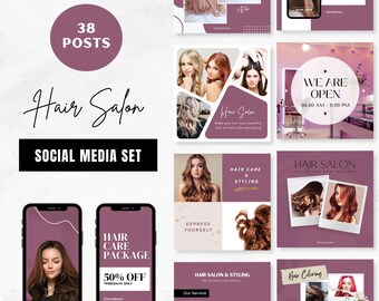 38 servizi per parrucchieri Proprietari di saloni di modelli di post Instagram modificabili