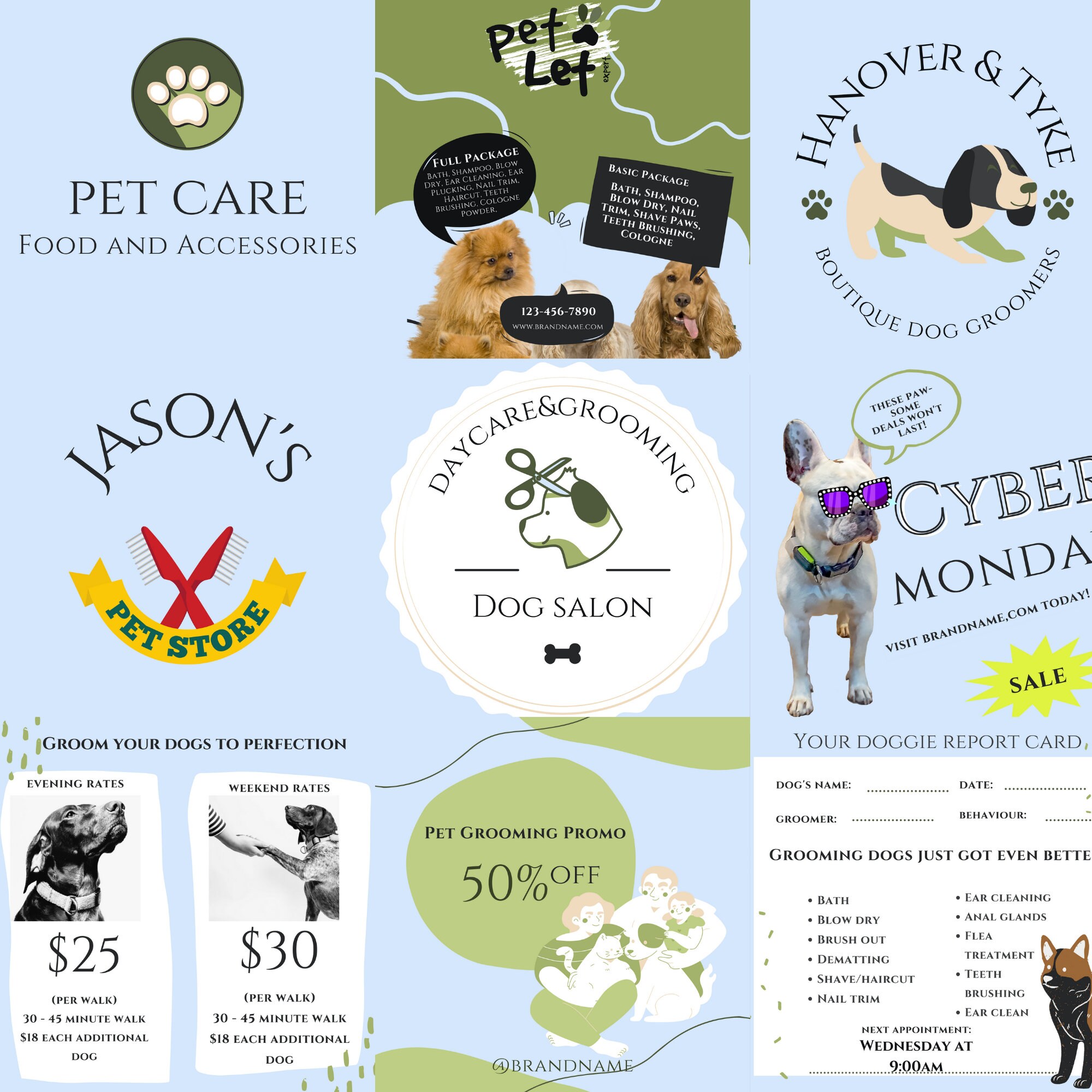 17 Dog Grooming Social Media Editable Templates Instagram Etsy