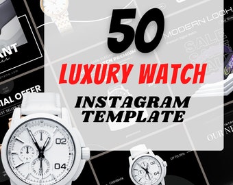 Pacchetto di 50 servizi di negozio di orologi di lusso per produttore di orologi sui social media Post di Instagram feed sui social media gioielleria negozio di orologi, post del marchio