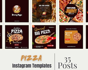 35 Pacchetto di servizi pizzeria per social media contenuti per social media pizzeria per il marketing del marchio pizza gourmet, prelibatezze, cibo italiano