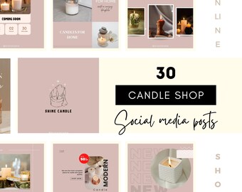 Pacchetto di 35 servizi di negozio di candele per profumi di social media sereno pacifico decorazioni per la casa profumi per la casa profumo per la casa, contenuti di marketing del negozio, feed IG