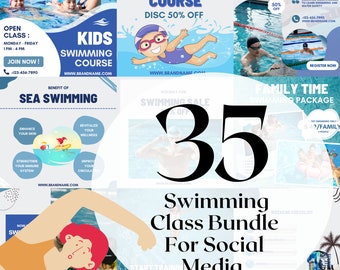 35 Swimming Class Instagram Post Canva Templates wellness coaches