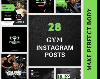 30 Servizi PALESTRA Instagram Post Canva Modelli benessere