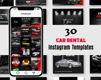 30 Negozio di auto a noleggio, modello di post Instagram, materiale di promozione sociale, valore aggiunto contenuti promozionali, marketing del marchio, feed Instagram