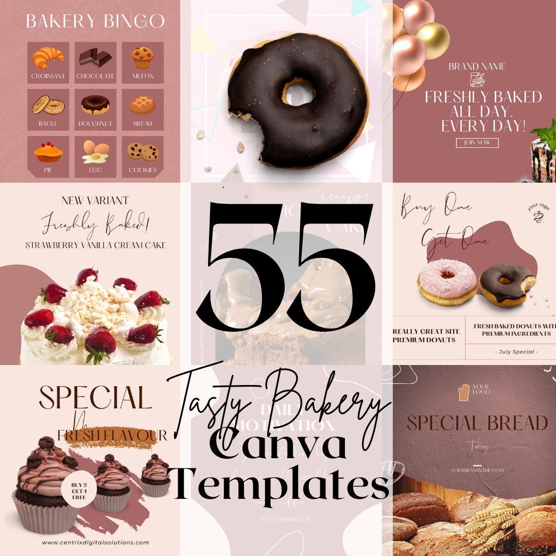 55 Bakery Templates for Instagram Posts Social Media Templates Etsy