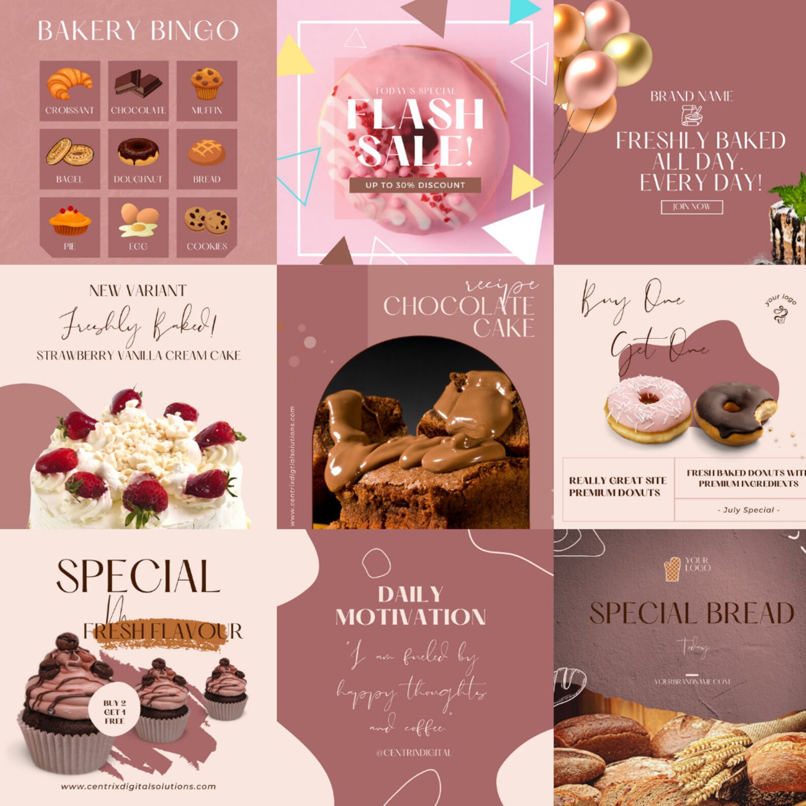 55 Bakery Templates for Instagram Posts Social Media Templates Etsy