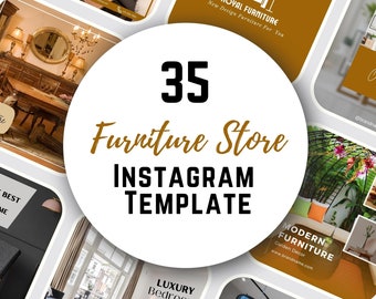 35 Pacchetto di servizi per negozi di mobili per l'arredamento della casa sui social media Modello di post Instagram, branding di piccole imprese per i social media, sedia