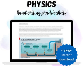 Practical Handwriting Worksheets || Learn Physics & Improve Handwriting || Printable Digital Download || For Older Kids, Teenagers, Adults