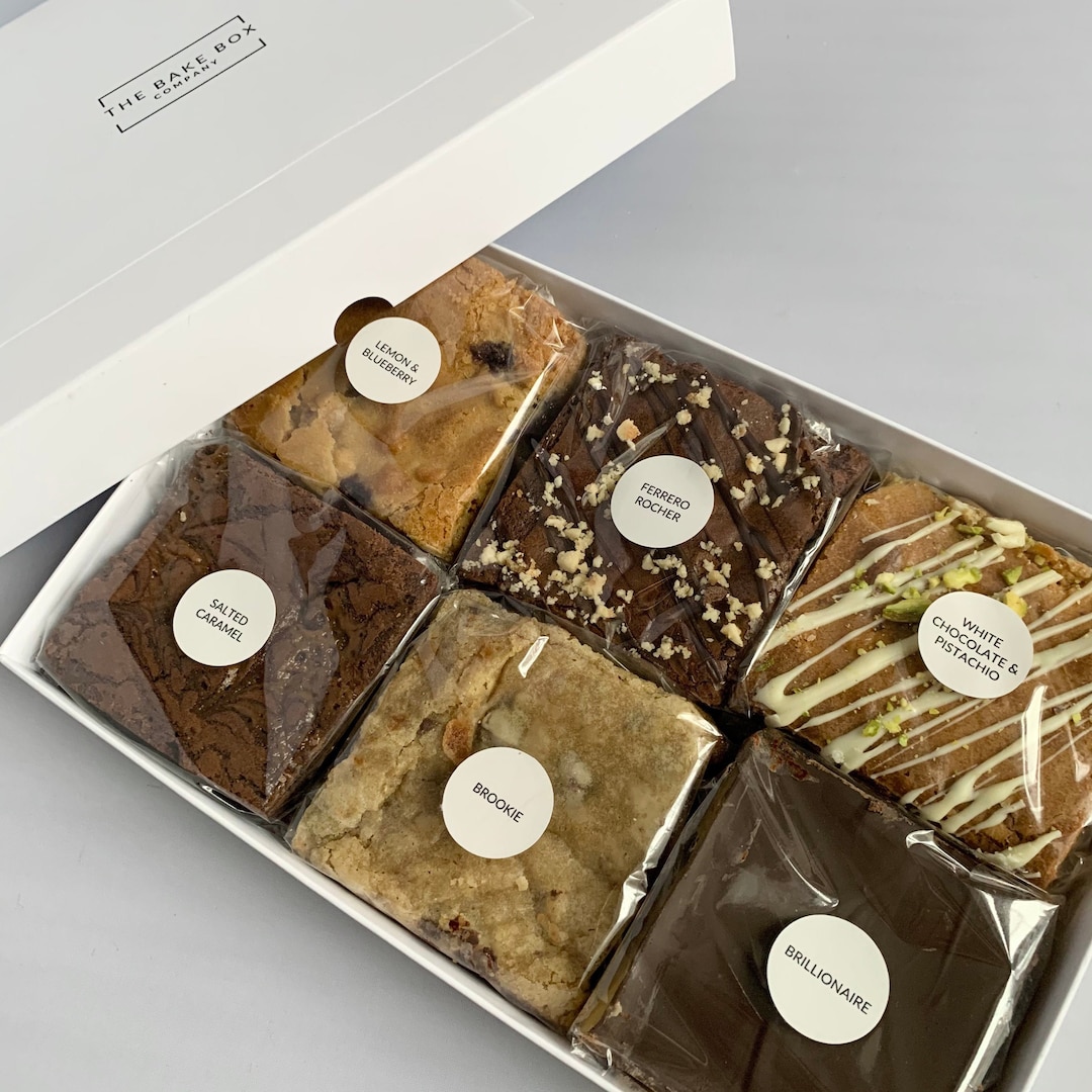 Luxury Variety Belgian Chocolate Brownie Box, Set of 6 Flavours, Postal