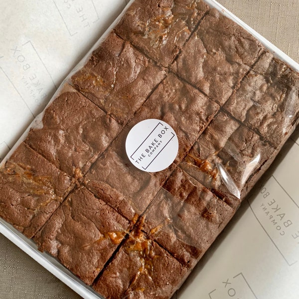 Salted Caramel Belgian Chocolate Brownie Box, Set of 12, Letterbox Gift