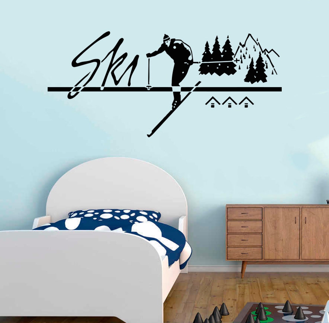 Ski Wall Decal / Winter Sports Wall Decor / Skiing Wall Art / Etsy