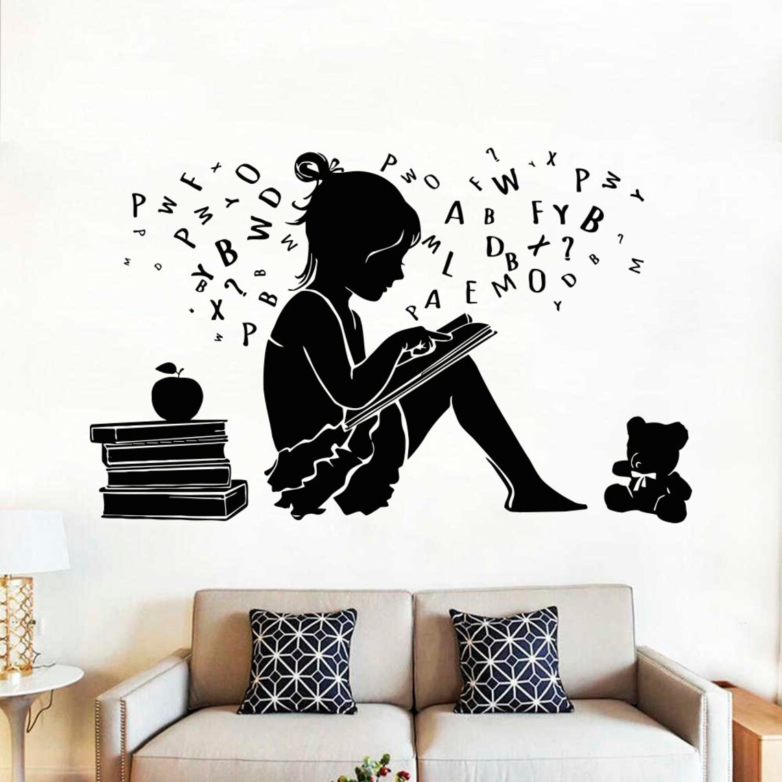 Books Wall Decal / Reading Wall Decal / Library Wall Decal / Etsy