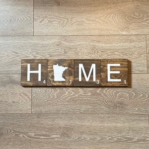 Home Scrabble Letters With State Symbol, State Scrabble Tiles, 5.5&quot;x5.5&quot;, Scrabble Tiles, Wall Art, Wall Decor, Farmhouse, Home Design