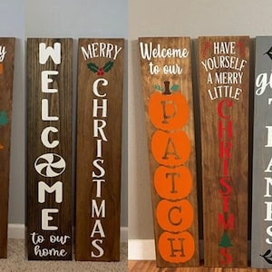 Reversible Porch Signs, Fall Porch Sign, Christmas Porch Sign, Reversible Fall Christmas Sign, Welcome Porch Sign