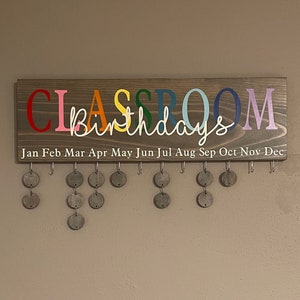 Classroom Birthday Calendar, Classroom Birthday Sign, Home Decor, Calendar Sign, Rustic Sign, Wood Birthday Sign