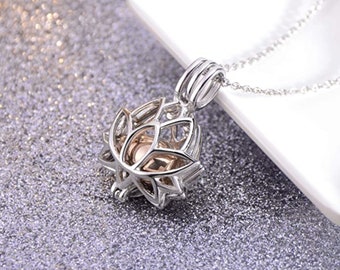 Lotus Flower Pendant | Lotus Flower Cremation Jewelry | Urn Necklace | Cremation Jewelry | Flower Cremation Locket | Necklace For Ashes