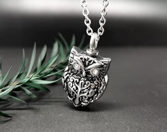 Owl Necklace | Tree of Life Locket | Urn Necklace | Cremation Necklace | Urn Necklace for Human Ashes | Cremation Jewelry | Cremation Urn
