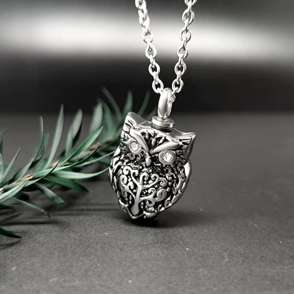 Owl Necklace | Tree of Life Locket | Urn Necklace | Cremation Necklace | Urn Necklace for Human Ashes | Cremation Jewelry | Cremation Urn