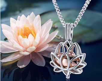 Lotus Flower Pendant | Lotus Flower Cremation Jewelry | Urn Necklace | Cremation Jewelry | Flower Cremation Locket | Necklace For Ashes