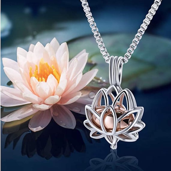 Lotus flower urn necklace deals