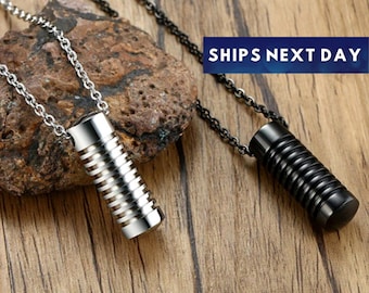 Mens Urn Necklace | Cremation Necklace | Urn Necklace for Human or Pet Ashes  | Cremation Locket | Cremation Jewelry | Memorial Necklace