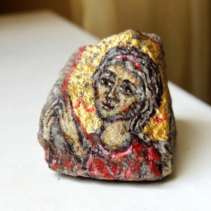 Guardian Angel icon. On stones. A souvenir  on stone, handwritten.gift. guardian angel icon..