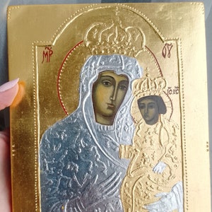 iconen van de Moeder Gods met het kindje Jezus, een wonderbaarlijke kopie Handgeschreven. Oekraïens icoon.., een cadeau.