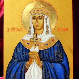 Orthodox icon &quot;Holy Equal-to-the-Apostles Princess Olga&quot; handwritten, gift religious icon. ORDER!