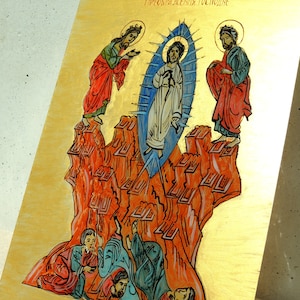 Jezus Christus Transfiguratie Christelijk icoon olie, glas, met lijst, handgeschreven werk, icoon op glas. op voorraad.klaar voor verzending!!!!