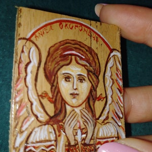 Icon of the Angel Guardian,manuscript. Icon from Ukraine. On a wooden base, a gift, a souvenir. guardian angel icon..ready to be sent!!!!