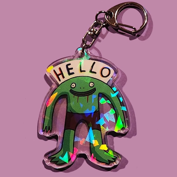 Smiling Friends Mr Frog holographic acrylic charm