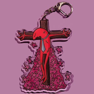 Smiling Friends crucified Alan acrylic charm