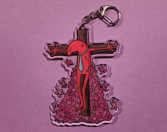 Smiling Friends crucified Alan acrylic charm