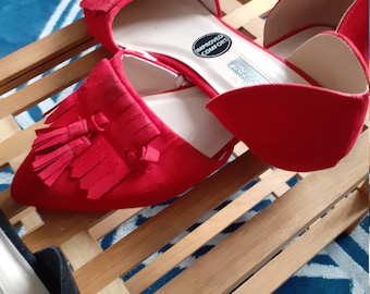 Mules with tassel detail, Now available in Red. VGC.