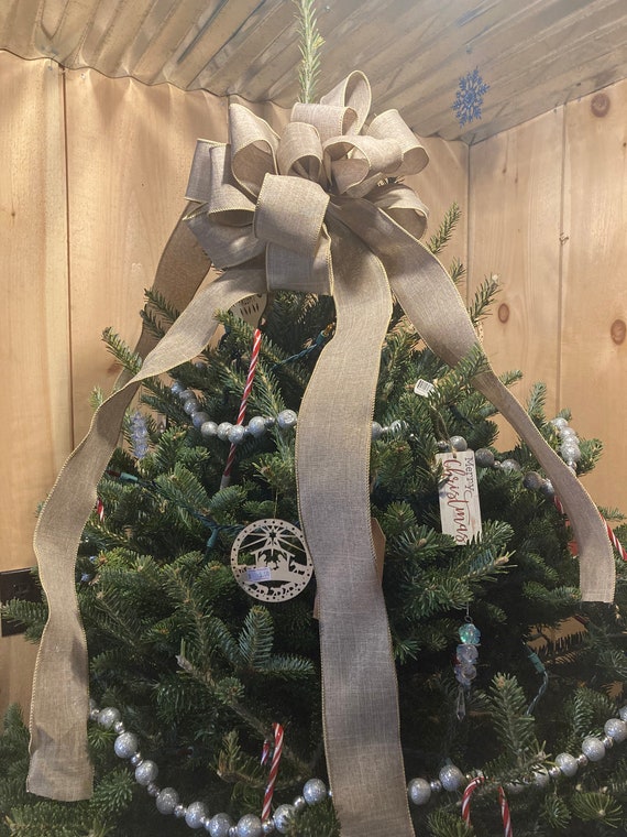 Linen Bow Christmas Tree Topper