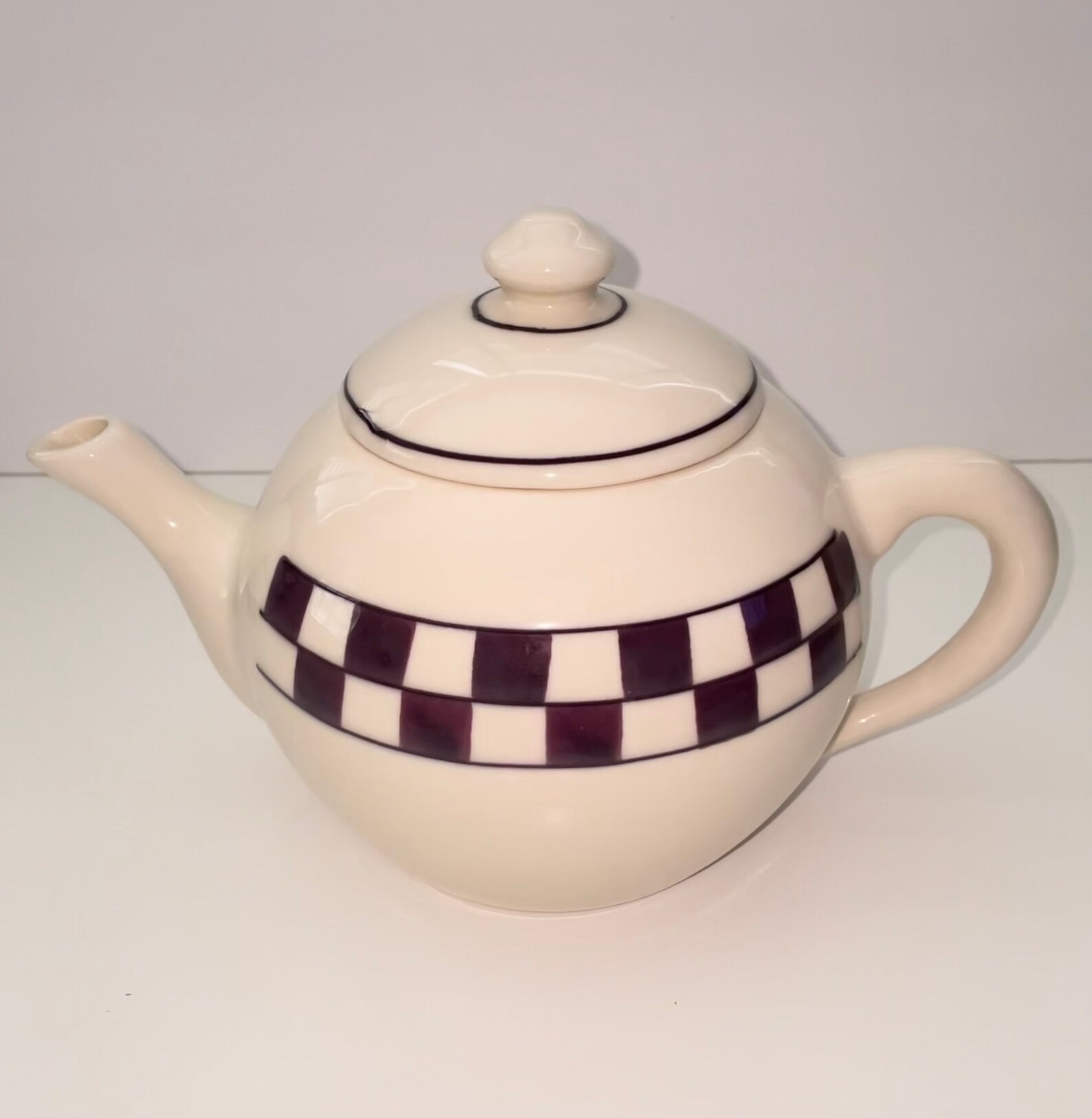 Hartstone Pottery Plum Checker Teapot Large Size Etsy