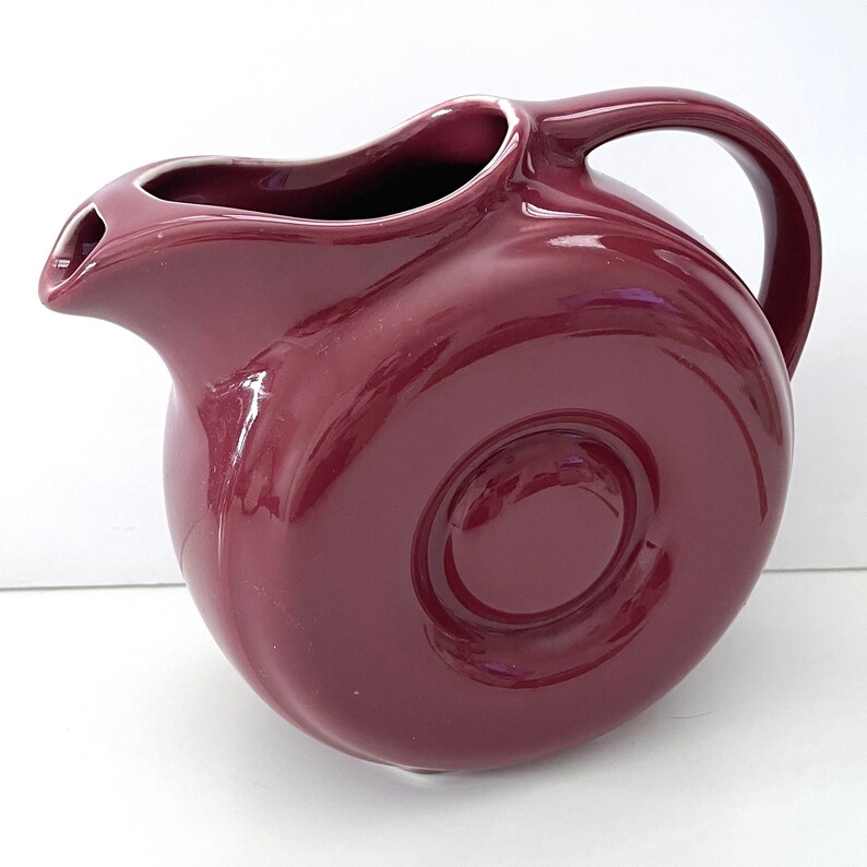 Hall Pottery Donut Pitcher/jug in Burgundy Etsy