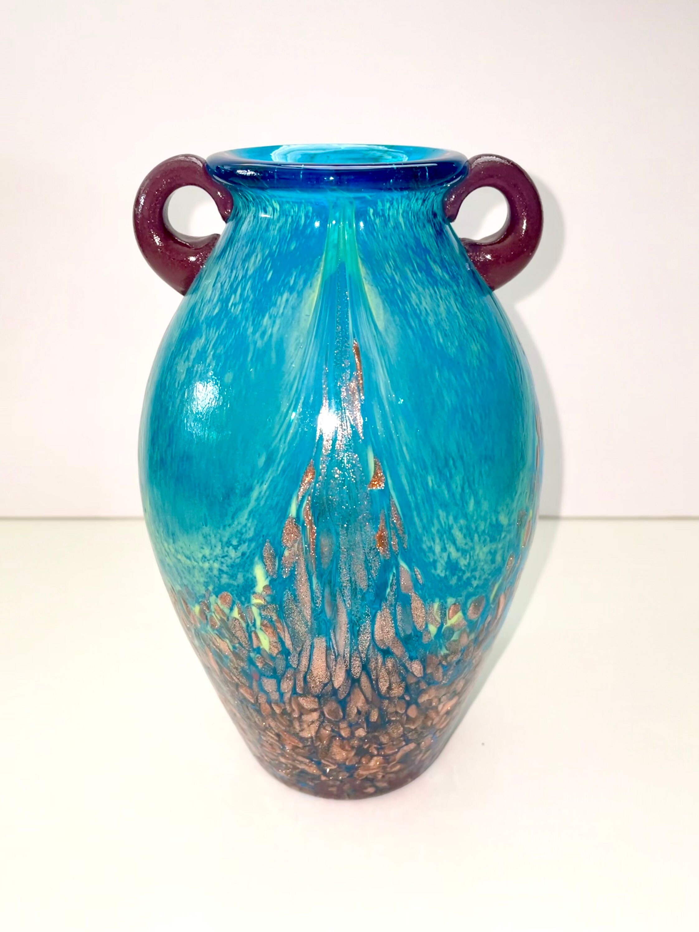 Dale Tiffany Favrile Studio Art Glass Amphora Vase Aqua Blue Etsy