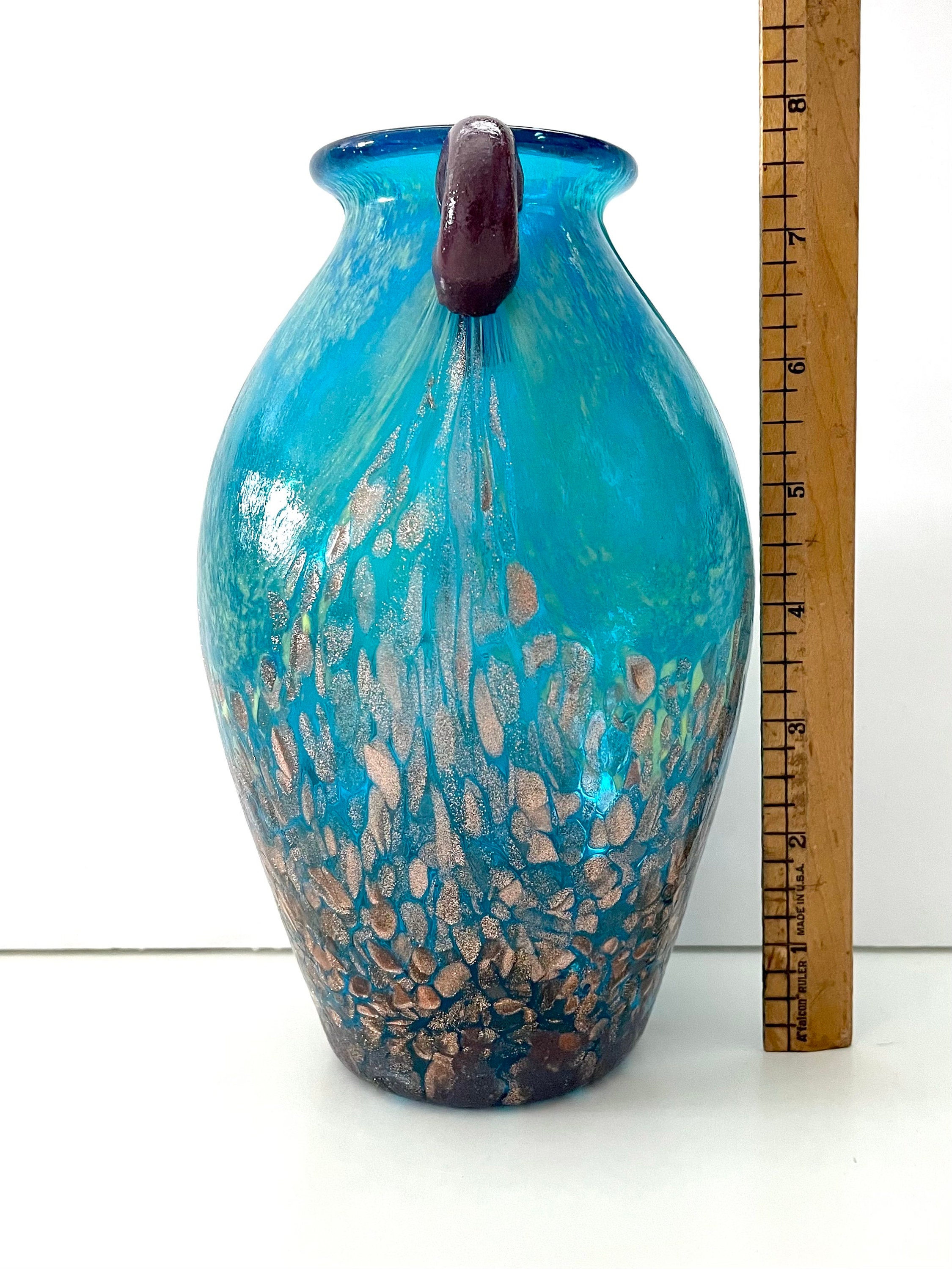 Dale Tiffany Favrile Studio Art Glass Amphora Vase Aqua Blue Etsy