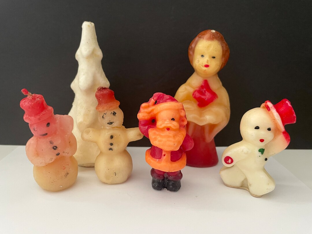 Lot of Six Vintage Christmas Candles Gurley Novelty Co. Santa Etsy