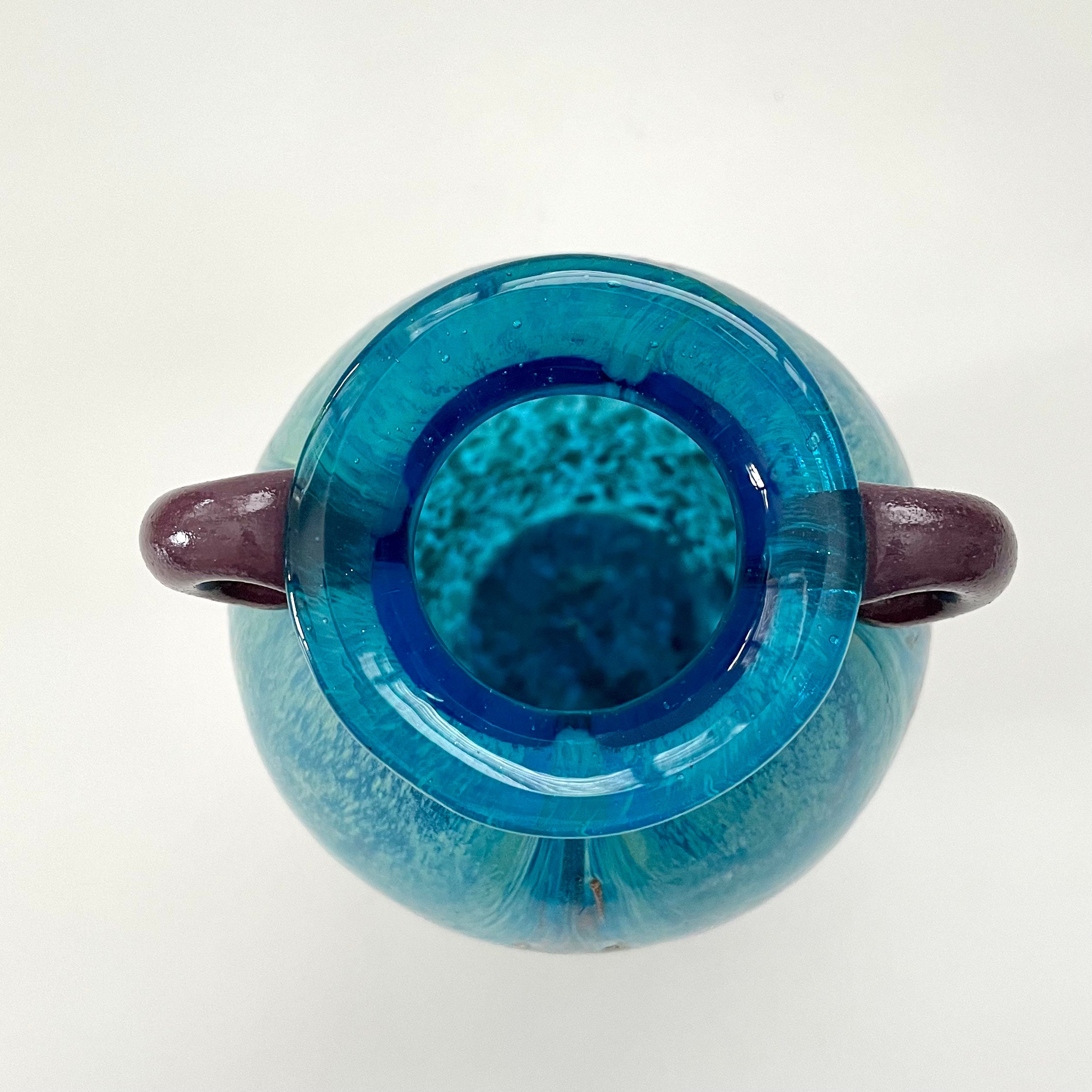 Dale Tiffany Favrile Studio Art Glass Amphora Vase Aqua Blue Etsy