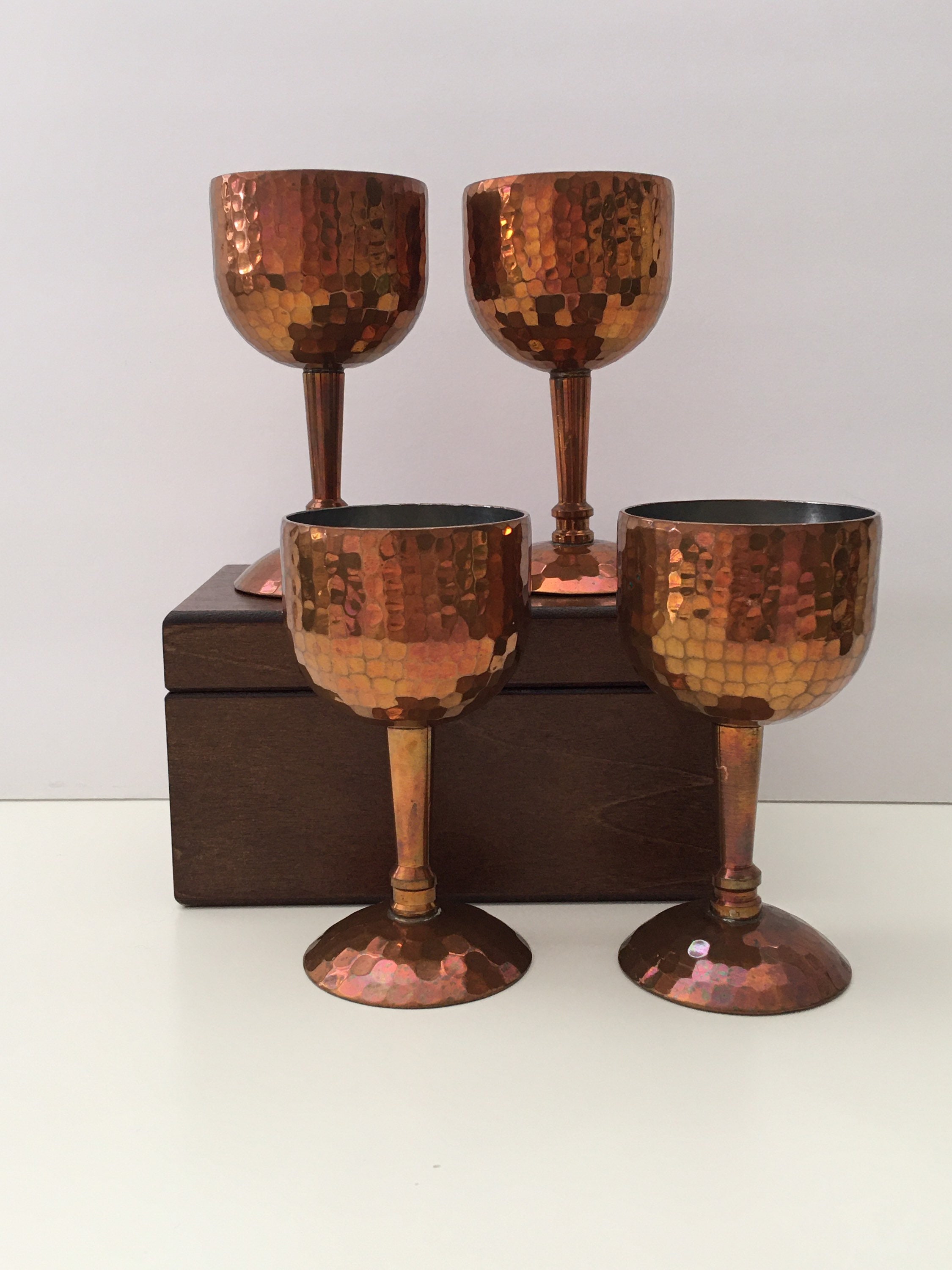 Set of Four 4 Weeda Tasmania Hammered Copper Goblets Etsy