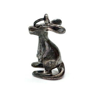 Vintage Sterling Silver Kangaroo & Joey Pendant Charm 925 Unpolished 5/8”
