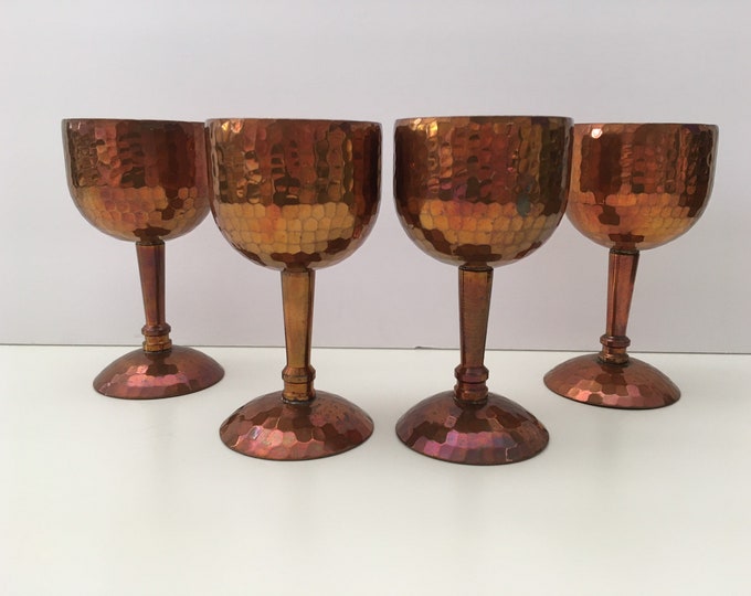 Set of Four 4 Weeda Tasmania Hammered Copper Goblets Etsy