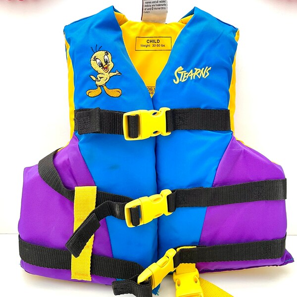Stearns Youth Flotation Vest Looney Tunes Tweety Bird Child Life Jacket 30-50lbs