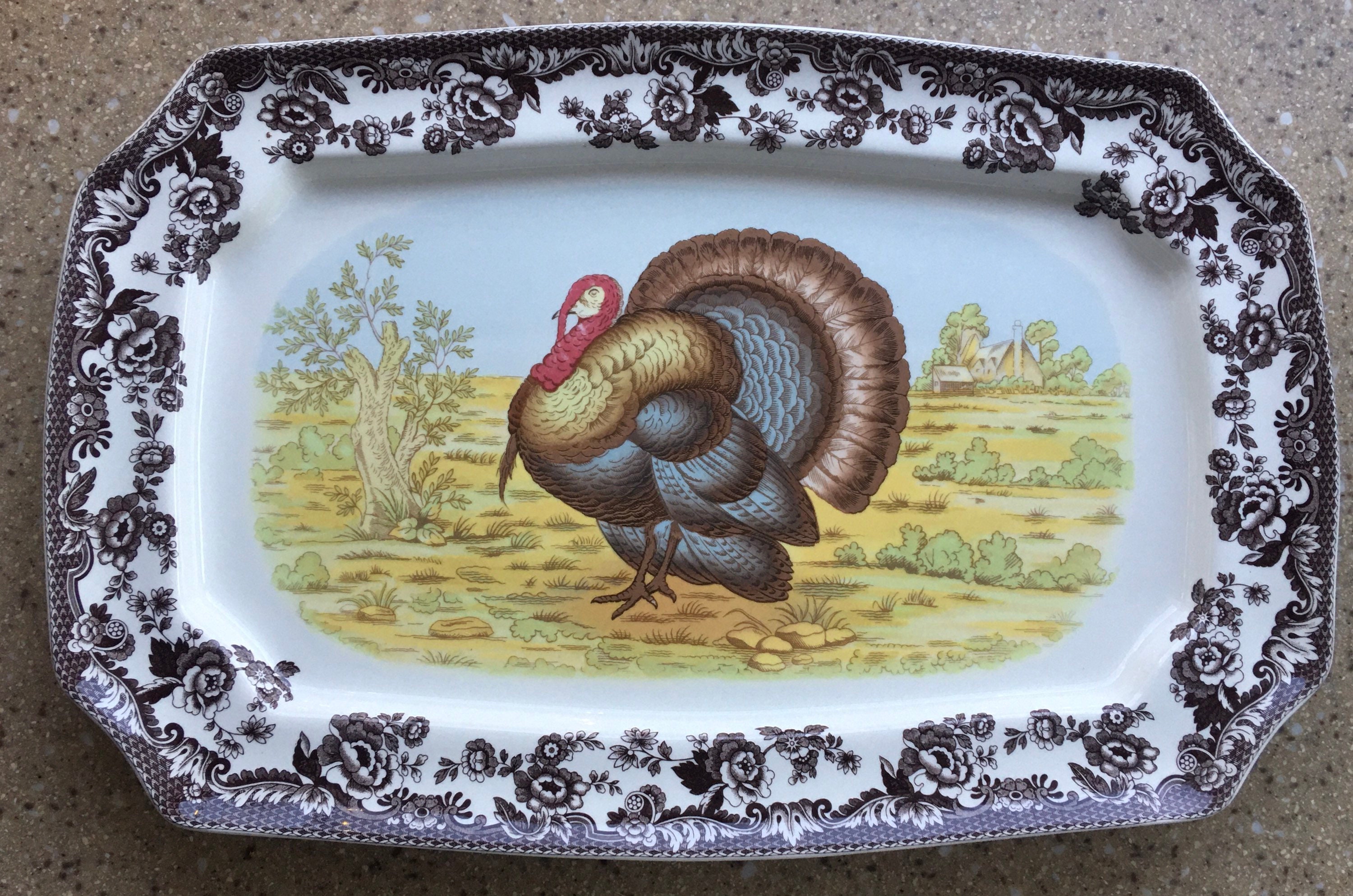 Spode Woodland Turkey Octagonal Serving Platter Etsy